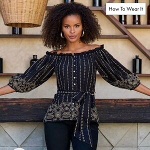 Metallic Off-the-Shoulder Blouse. NWT